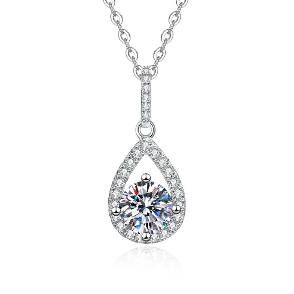 Moissanite Waterdrop Necklace | Sterling Silver