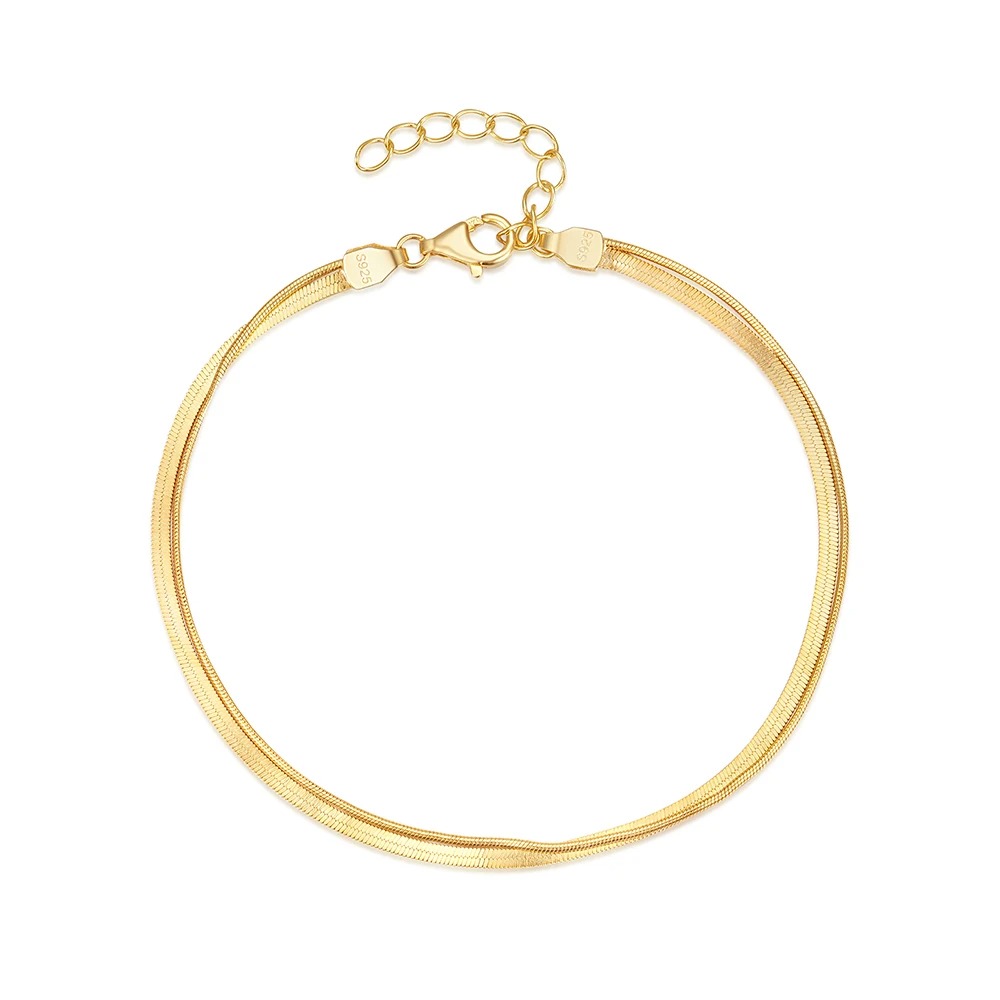 Minimalist Double Layer Snake Bracelets | Gold