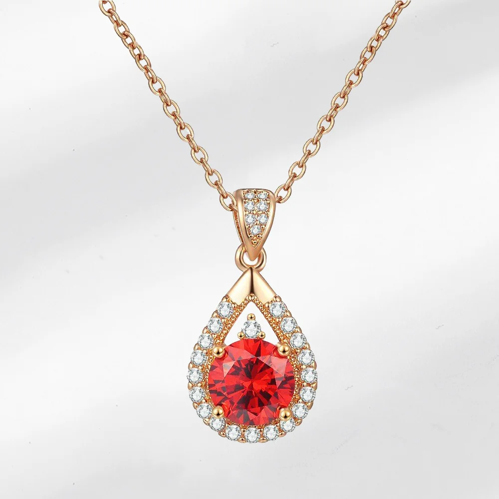 Teardrop Zircon Wedding Necklace | Gold