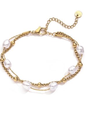 Double Layers Pearl Bracelet | 18K Gold