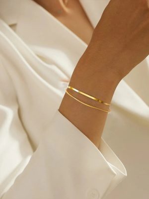 Minimalist Double Layer Snake Bracelets | Gold