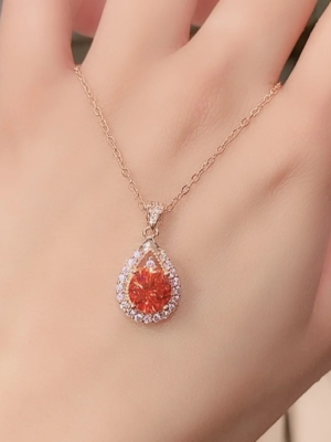 Teardrop Zircon Wedding Necklace | Gold