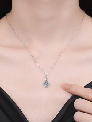 Moissanite Waterdrop Necklace | Sterling Silver