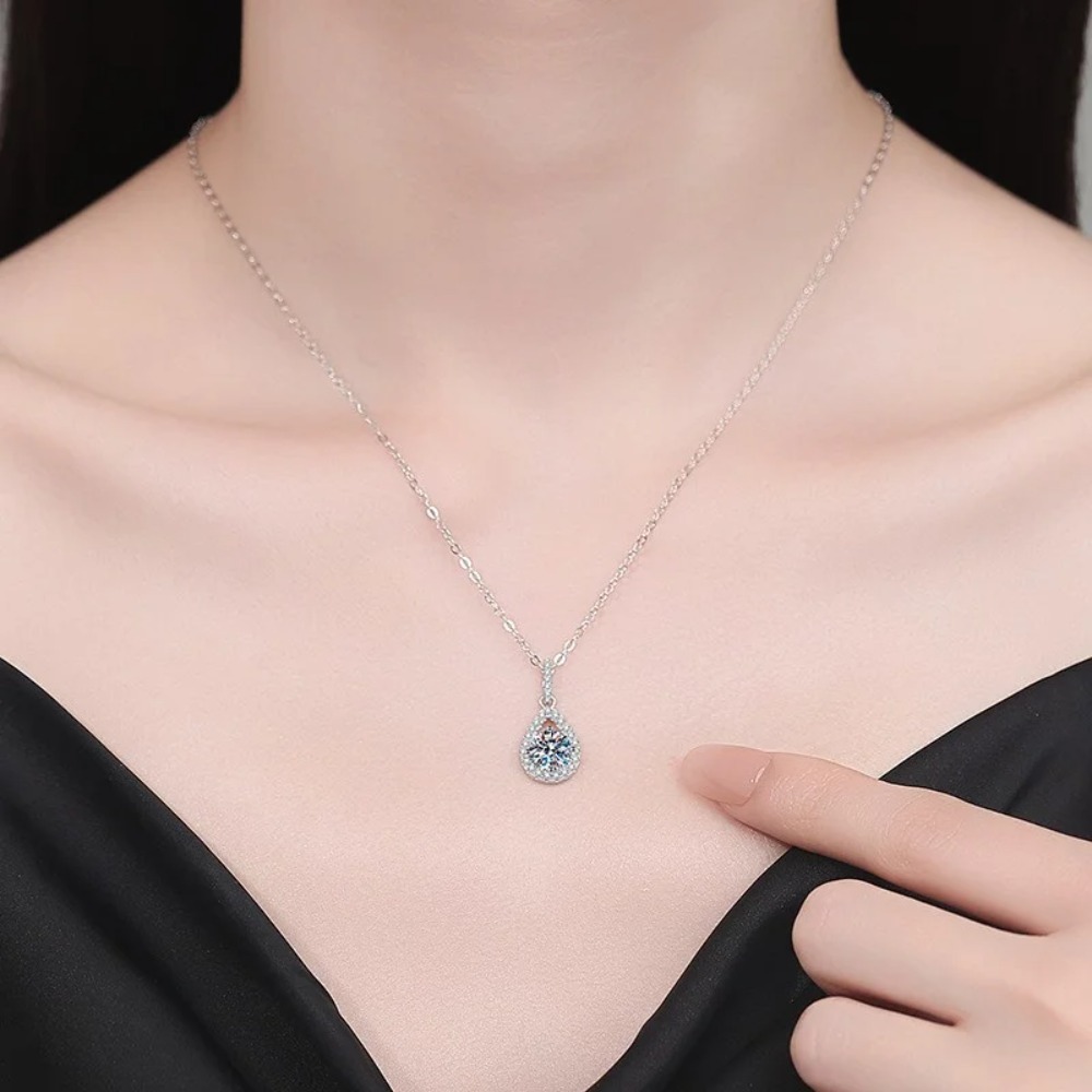 Moissanite Waterdrop Necklace | Sterling Silver - Image 2