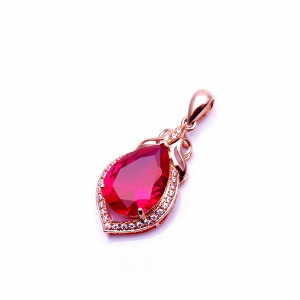 Geometric Teardrop Ruby Necklace | Rose Gold - Image 5