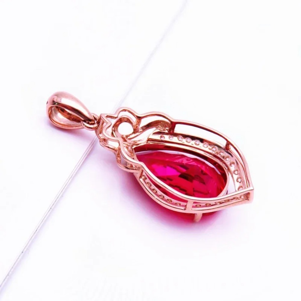 Geometric Teardrop Ruby Necklace | Rose Gold - Image 6
