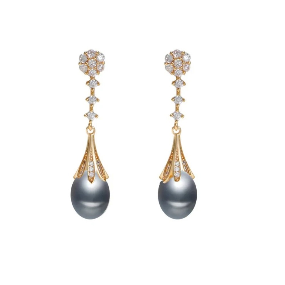 Luxurious Diamond Pearl Earrings | 18K Gold - Image 7