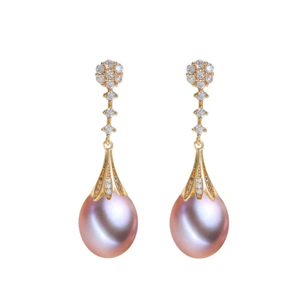 Luxurious Diamond Pearl Earrings | 18K Gold - Image 6