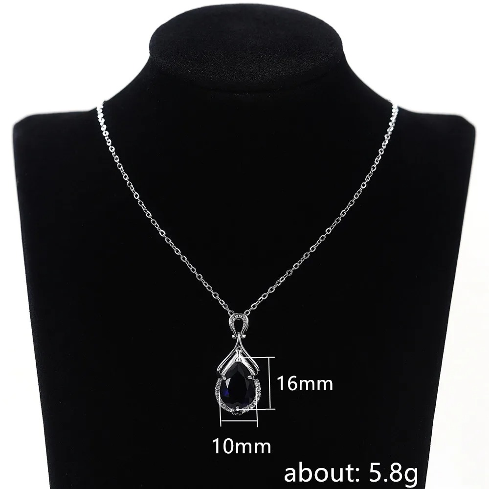 Blue Pear Pendant Necklace | Sterling Silver - Image 6